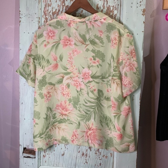 Women’s Alfred Dunner ss collared button down green floral pattern blouse sz 18 - Picture 3 of 5